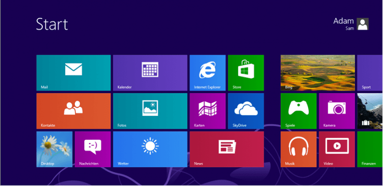 Schritt 1 – Standard Menü von Windows 8